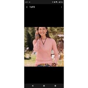 Sundance Velvet Trim Crewneck Waffle Thermal Top Pink Baby Size M Long Sleeve